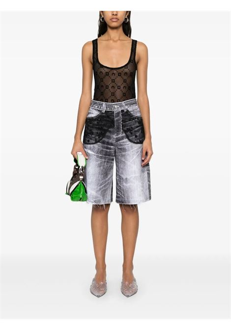 body moonogram mesh flock squareneck donna nero MARINE SERRE | WUW061ACJER0005BK99